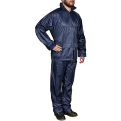 New Men's 2-Piece Rain Suit w/Hood 2 Colour 4Size Selectable Waterproof Jacket - blue, xl