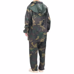 New Men's 2-Piece Rain Suit w/Hood 2 Colour 4Size Selectable Waterproof Jacket - green, xl - Additional view 5