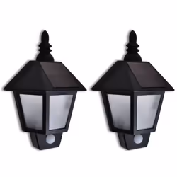 vidaXL Solar Wall Lamp Outdoor Wall Light Garden Light with Motion Sensor 2 pcs