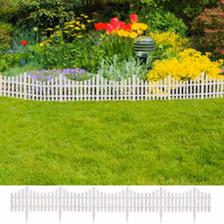 vidaXL 17x Lawn Divider White 10m Outdoor Garden Fence Panel Edging Barrier