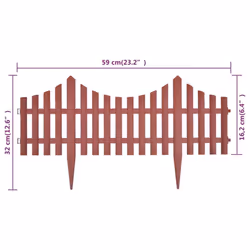 vidaXL 17x Lawn Divider Brown 10m Outdoor Garden Fence Panel Edging Barrier - Additional view 8