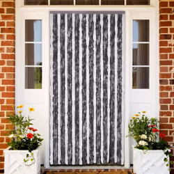 vidaXL Insect Curtain Grey and White 90x220cm Chenille Bug Door Mesh Screen