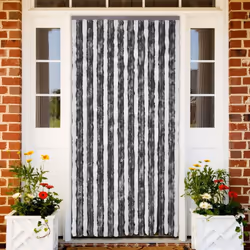 vidaXL Insect Curtain Grey and White 100x220cm Chenille Bug Door Mesh Screen