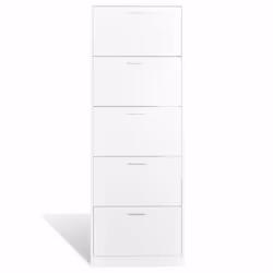 vidaXL Wooden Shoe Cabinet with 5 Compartments White Storage Rack Organiser