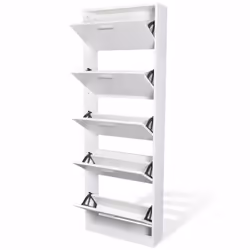 vidaXL Wooden Shoe Cabinet with 5 Compartments White Storage Rack Organiser