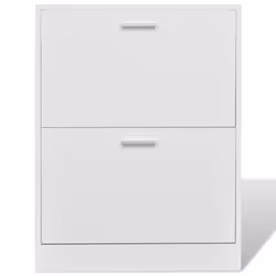 vidaXL Wooden Shoe Cabinet with 2 Compartments White Storage Rack Organiser