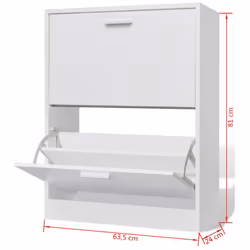 vidaXL Wooden Shoe Cabinet with 2 Compartments White Storage Rack Organiser - Additional view 5