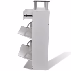 vidaXL Shoe Cabinet with a Drawer and a Top Glass Shelf Wood White Storage - Additional view 4