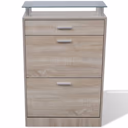 vidaXL Shoe Cabinet with a Drawer and a Top Glass Shelf Wood Oak Look Storage