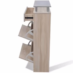 vidaXL Shoe Cabinet with a Drawer and a Top Glass Shelf Wood Oak Look Storage - Additional view 5