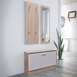 vidaXL 3-in-1 Wooden Shoe Cabinet Set Oak and White Organiser Storage Rack