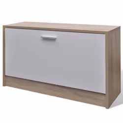 vidaXL 3-in-1 Wooden Shoe Cabinet Set Oak and White Organiser Storage Rack - Additional view 5