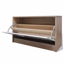 vidaXL 3-in-1 Wooden Shoe Cabinet Set Oak and White Organiser Storage Rack - Additional view 6