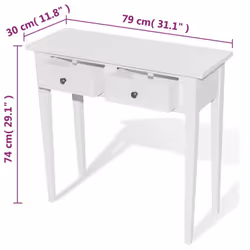 vidaXL Dressing Console Table with 2 Drawers White Makeup Vanity Stand Desk - Additional view 5