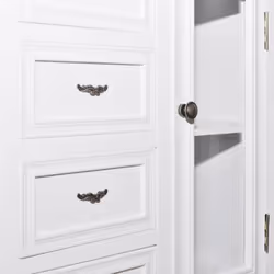 vidaXL Cabinet with 5 Drawers 2 Shelves White Glass Door for Storage Unit