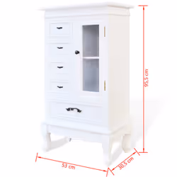 vidaXL Cabinet with 5 Drawers 2 Shelves White Glass Door for Storage Unit