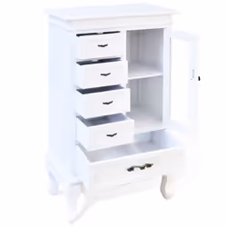 vidaXL Cabinet with 5 Drawers 2 Shelves White Glass Door for Storage Unit - Additional view 5