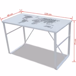 vidaXL Rectangular Desk with Map Pattern Workstation Writing Gaming Table - Additional view 5