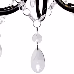 vidaXL Art Nouveau Style Chandelier Black Metal with Crystal Beads 3xE14 Bulb