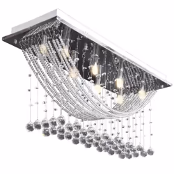 vidaXL White Ceiling Lamp with Glittering Glass Crystal Beads 8 x G9 29 cm - Additional view 4