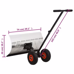 vidaXL Manual Snow Shovel with Wheels Garden Lawn Plough Blade Thrower Removal