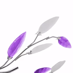 vidaXL Ceiling Lamp Purple&White Acrylic Crystal Leaf Arms 5xE14 Bulbs Light