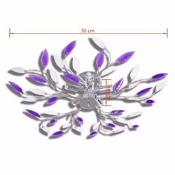 vidaXL Ceiling Lamp Purple&White Acrylic Crystal Leaf Arms 5xE14 Bulbs Light - Additional view 5