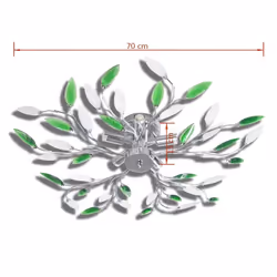 vidaXL Ceiling Lamp Green&White Acrylic Crystal Leaf Arms 5xE14 Bulbs Light - Additional view 5