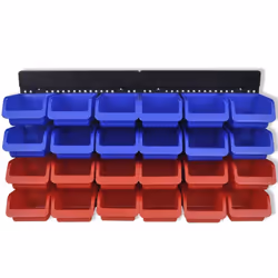 vidaXL Wall Mounted Garage Tool Organiser Blue and Red Storage Case Cabinet