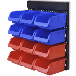 vidaXL Wall Mounted Garage Tool Organiser Blue and Red Storage Case Cabinet