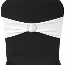 New 25pcs White/Black/Bordeaux/Creme Stretchable Chair Band with Diamond Buckle - white - Additional view 2