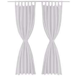 2 pcs White Micro-Satin Curtains with Loops 140 x 175 cm - Additional view 2