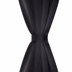 vidaXL 2x Blackout Curtains with Metal Rings Black Window Drape Covering Blind