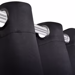 vidaXL 2x Blackout Curtains with Metal Rings Black Window Drape Covering Blind