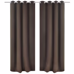 vidaXL 2x Blackout Curtains with Metal Rings 135x245cm Brown Blinds Drapes