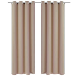 vidaXL 2x Blackout Curtains with Metal Rings 135x245cm Cream Blinds Drapes
