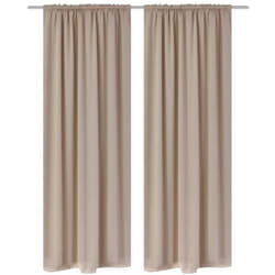 vidaXL 2x Slot-Headed Blackout Curtains 135x245cm Cream Window Blinds Drapes