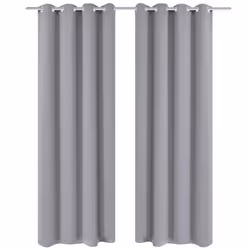 vidaXL 2x Blackout Curtains with Metal Rings 135x245cm Grey Blinds Drapes