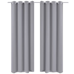 vidaXL 2x Blackout Curtains with Metal Rings 135x245cm Grey Blinds Drapes