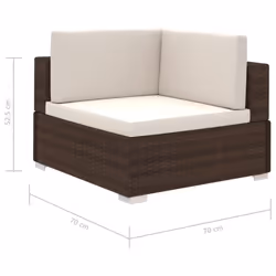 vidaXL Garden Lounge Set 6 Piece with Cushions Poly Rattan Brown Furniture - Additional view 10