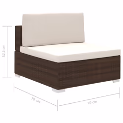 vidaXL Garden Lounge Set 6 Piece with Cushions Poly Rattan Brown Furniture - Additional view 6