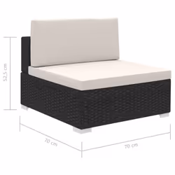vidaXL Garden Lounge Set 6 Piece with Cushions Poly Rattan Black Furniture - Additional view 6
