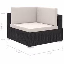 vidaXL Garden Lounge Set 6 Piece with Cushions Poly Rattan Black Furniture - Additional view 9