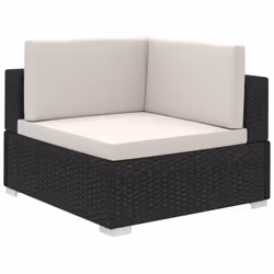 vidaXL Garden Lounge Set 8 Piece with Cushions Poly Rattan Black Furniture - Additional view 10