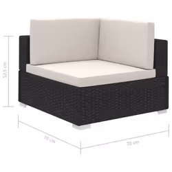 vidaXL Garden Lounge Set 8 Piece with Cushions Poly Rattan Black Furniture - Additional view 11