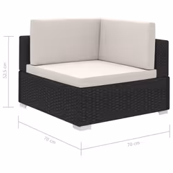 vidaXL Garden Lounge Set 8 Piece with Cushions Poly Rattan Black Furniture - Additional view 5