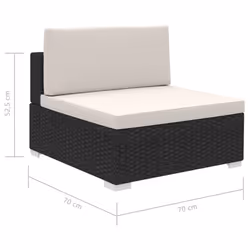 vidaXL Garden Lounge Set 8 Piece with Cushions Poly Rattan Black Furniture - Additional view 6