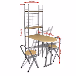 Foldable Breakfast Bar Set with 2 Chairs Small Space Dining Set 3 pcs - Additional view 7