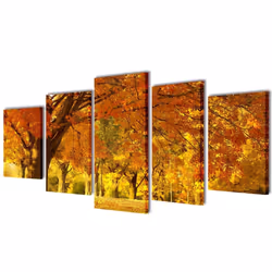 Canvas Wall Print Set Maple 100 x 50 cm