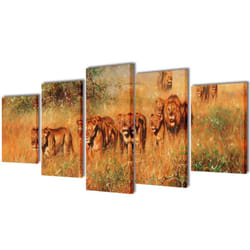 vidaXL Canvas Wall Print Set Lions 100x50cm Home Decor Picture Artwork Poster